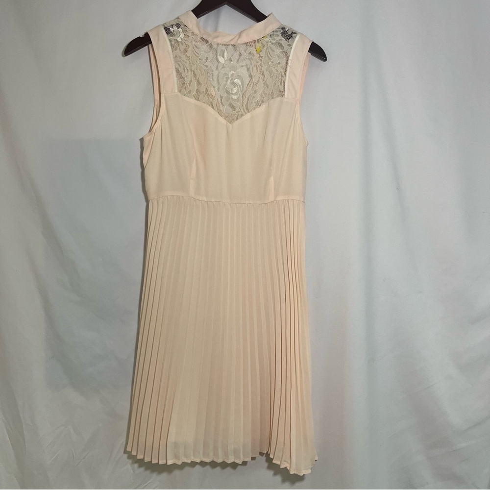 FURY Pink Champagne Pleated Dress. Large